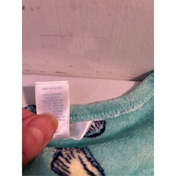 Adonna woman 1x coverup sleepwear robe? zipper aqua seashells new - Picture 5 of 8